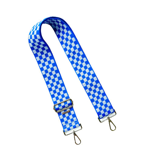 Blue/White Checker Patterned Bag Strap