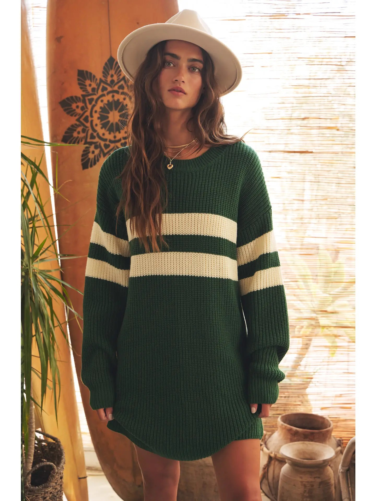 IF Relaxed Fit Stripe Color Block Sweater Mini Dress