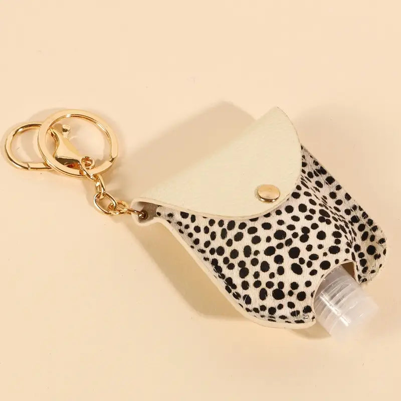 Animal Print Calf Hair Mini Sanitizer Holder-White Cheetah