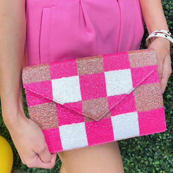 Pink Plaid Clutch