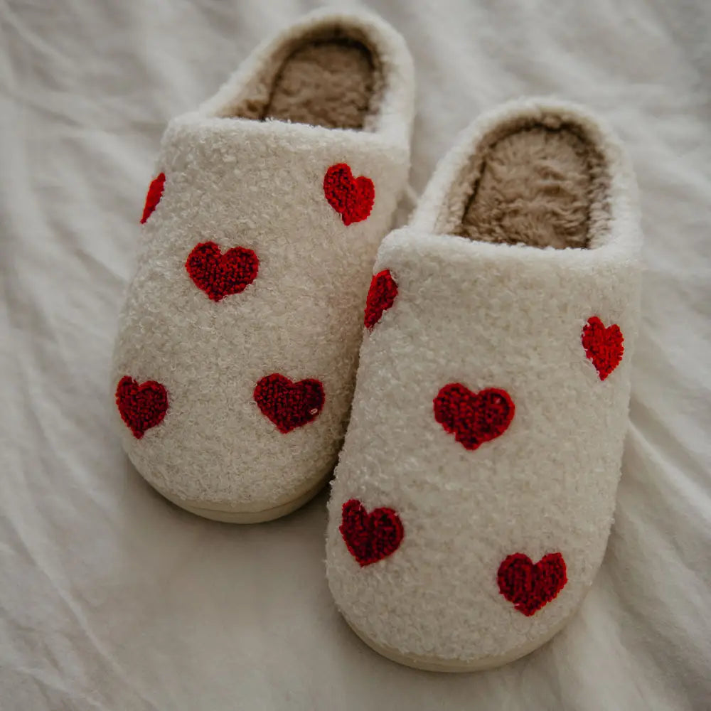 Hearts All Over Patterned Slippers