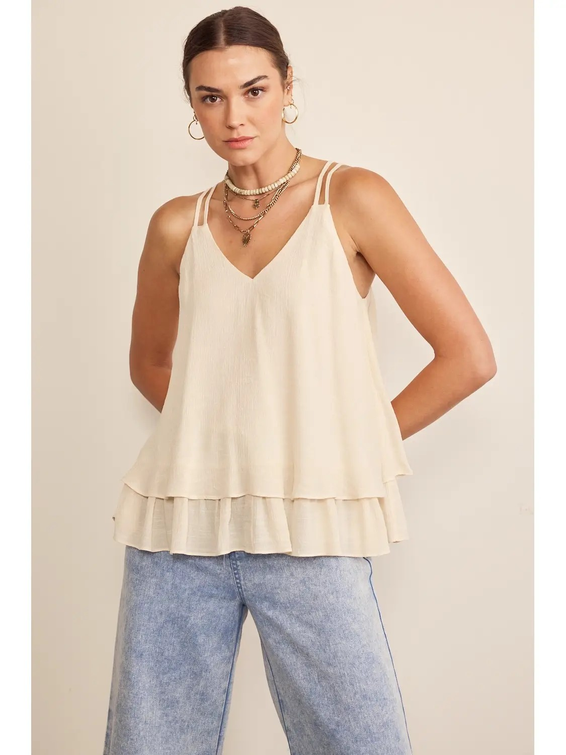 IF Textured Blouse in Double Layered Ruffles