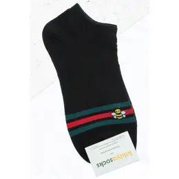 Red and Green Striped Bright Silk Bee Women's Socks