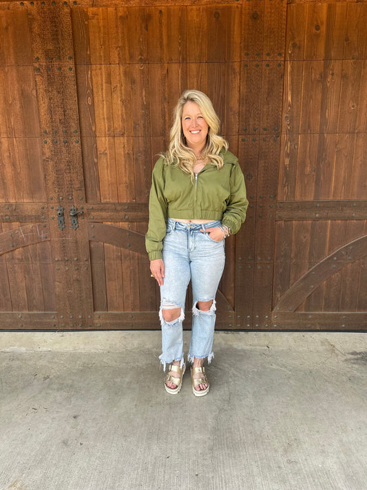 Olive-You Cropped Jacket