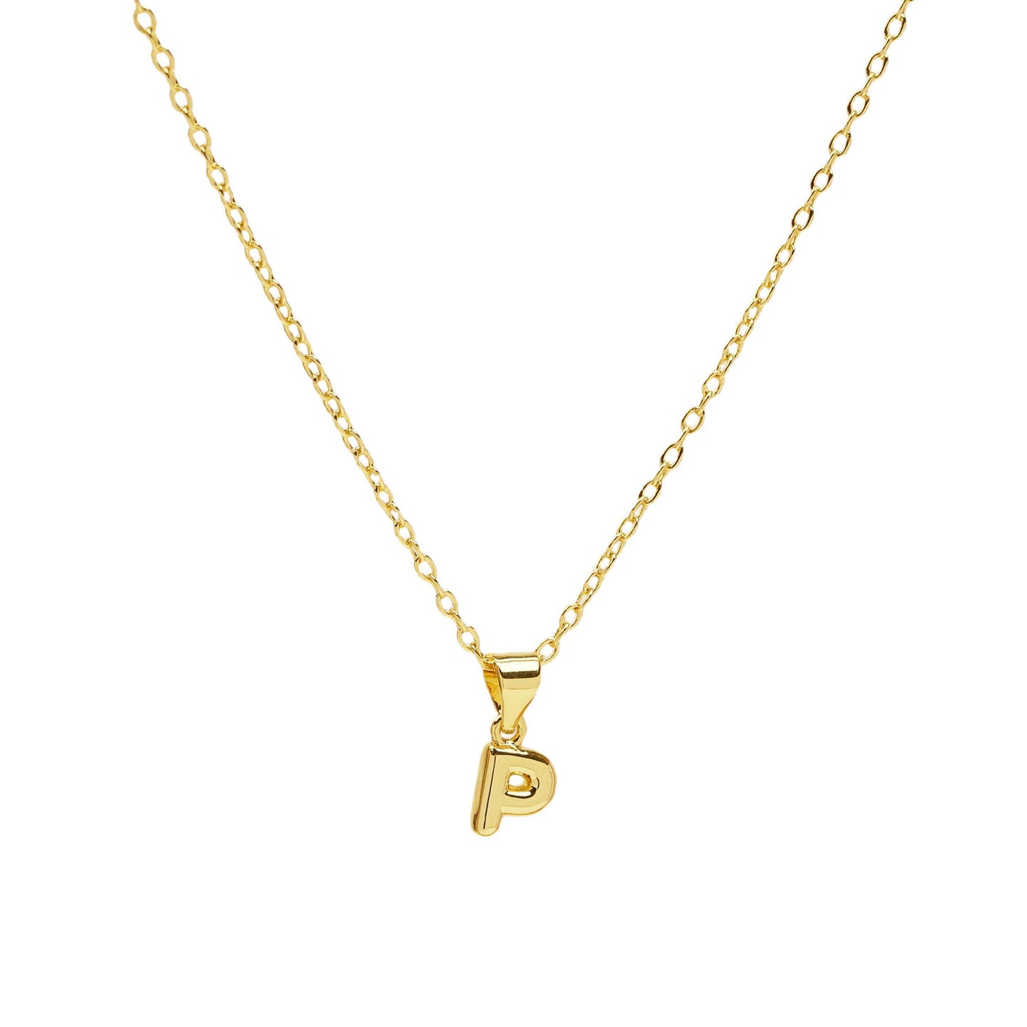 Initial Mini Balloon Bubble 18K Gold Necklace