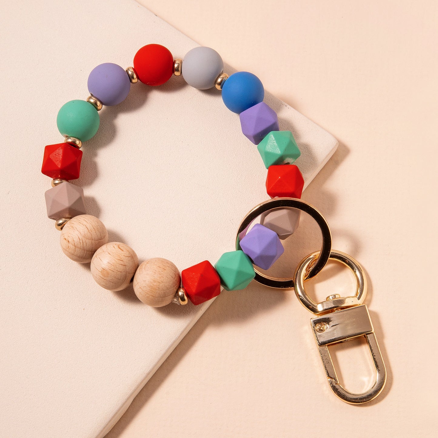 Silicone Wood Bead Key Chain