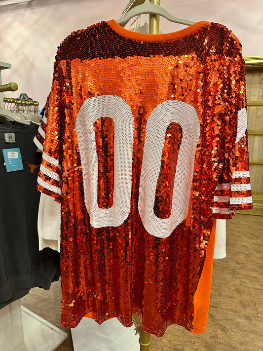 Orange 00 Sequin Game Day Dress