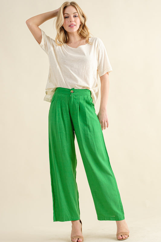 Pleated Detail Linen Pants