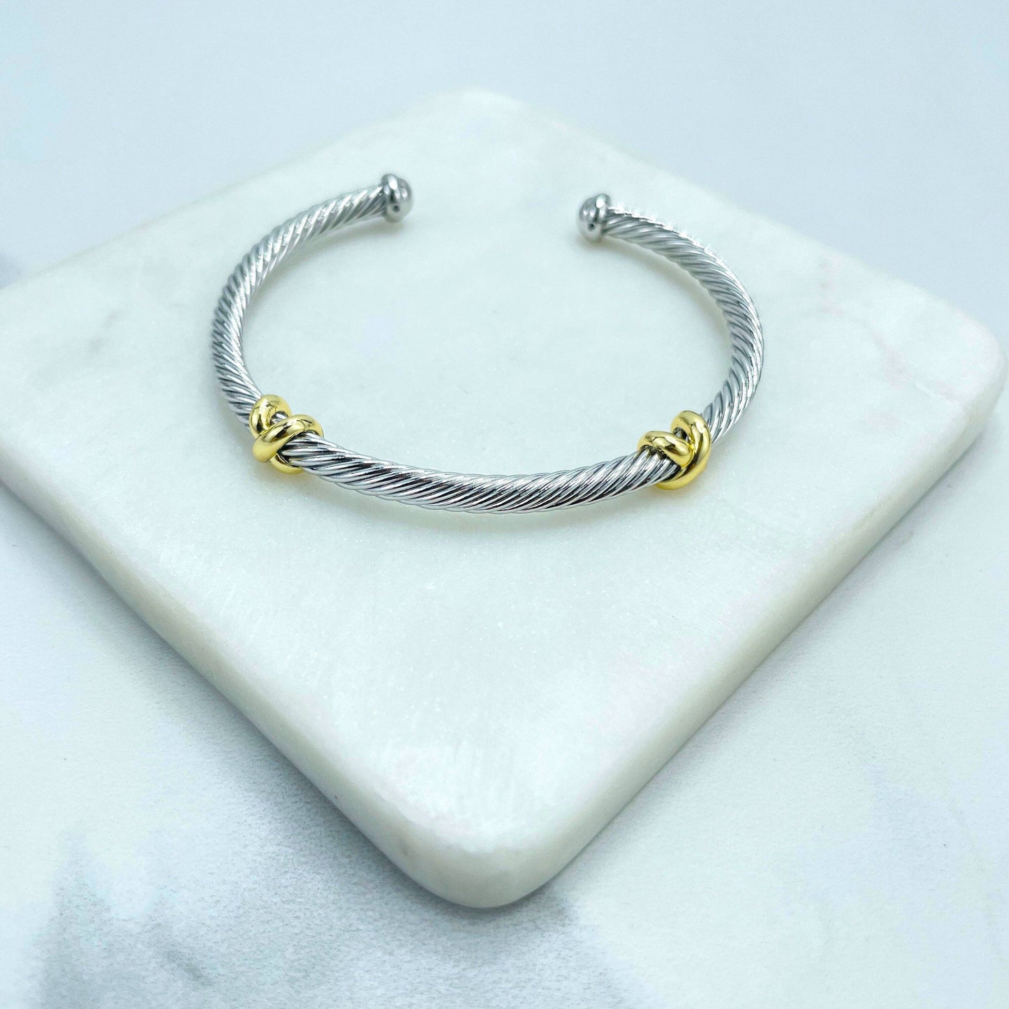 18k Gold Filled & Silver Filled Cable Cuff Bracelets