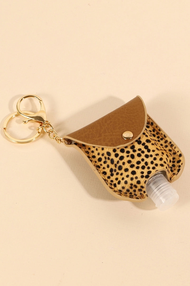 Animal Print Calf Hair Mini Sanitizer Holder-Brown Cheetah