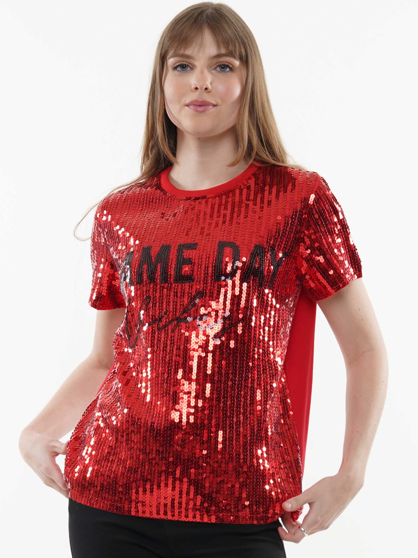 Red/Black Sequin Game Day Vibes Shirt