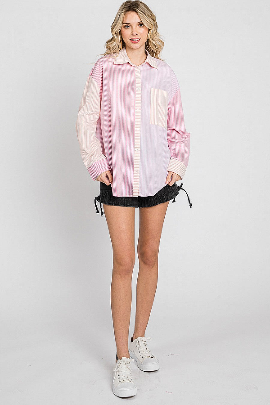 Pink Stripe Button Down Top