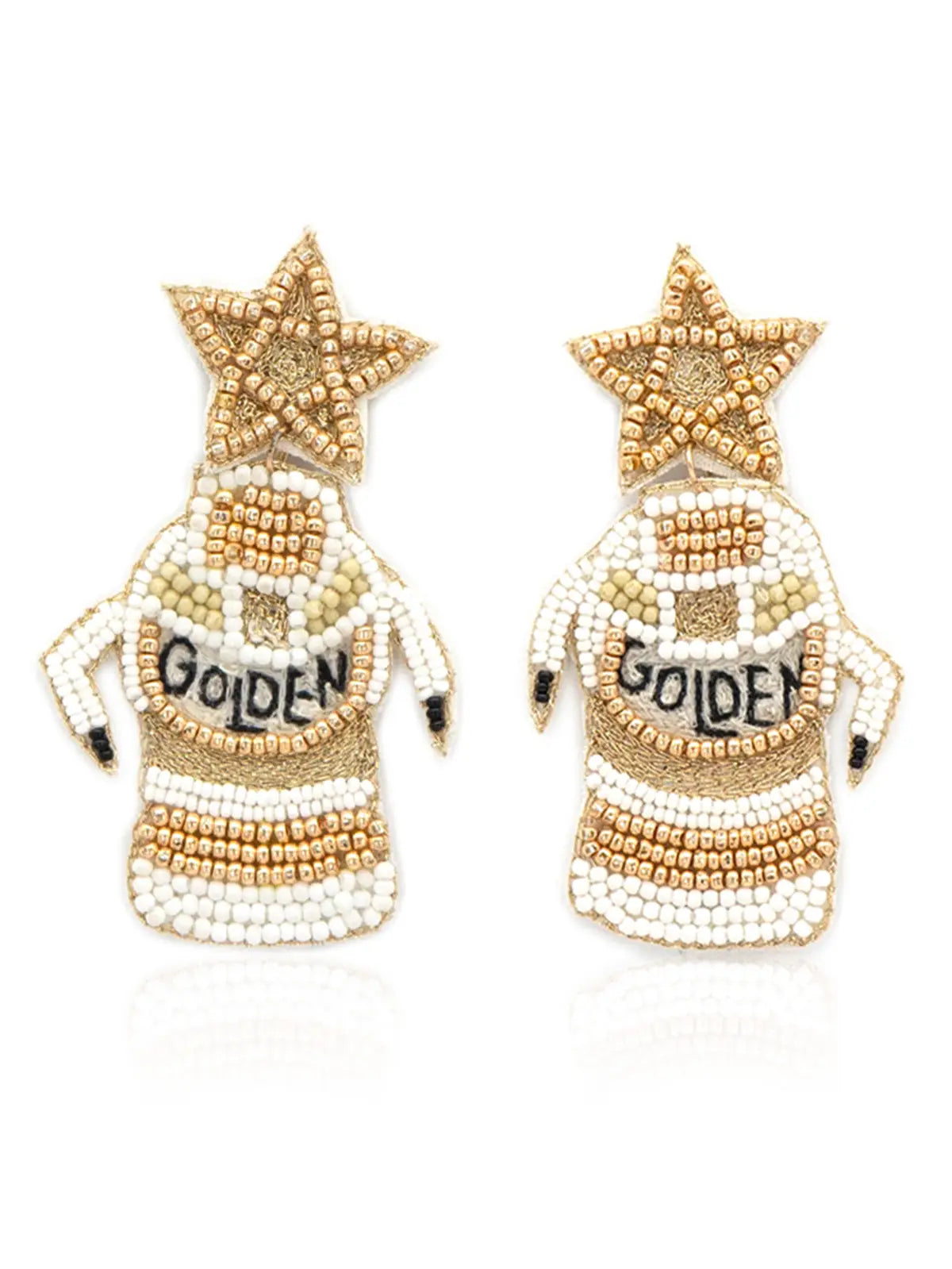 Beaded Golden Sneakers Post Earrings