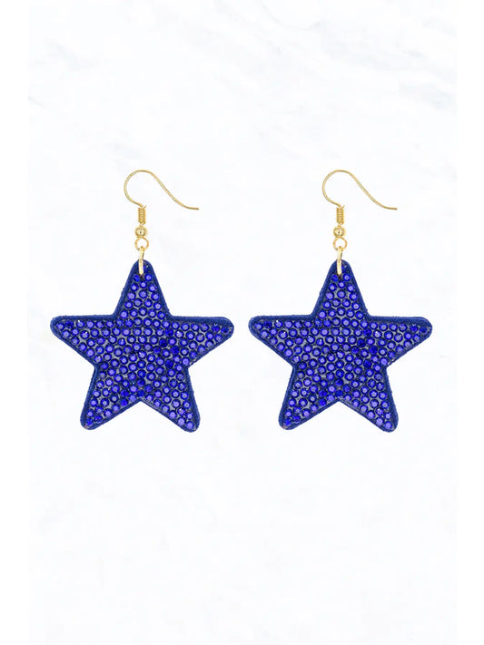 Star Suede Crystal Cushion Earrings