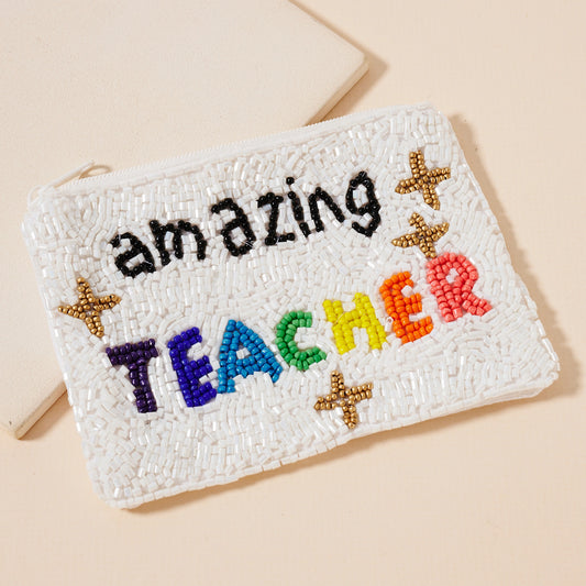 Amazing Teacher Beaded Coin Purse