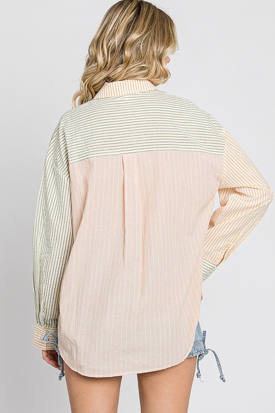 Olive Striped Button Down Top