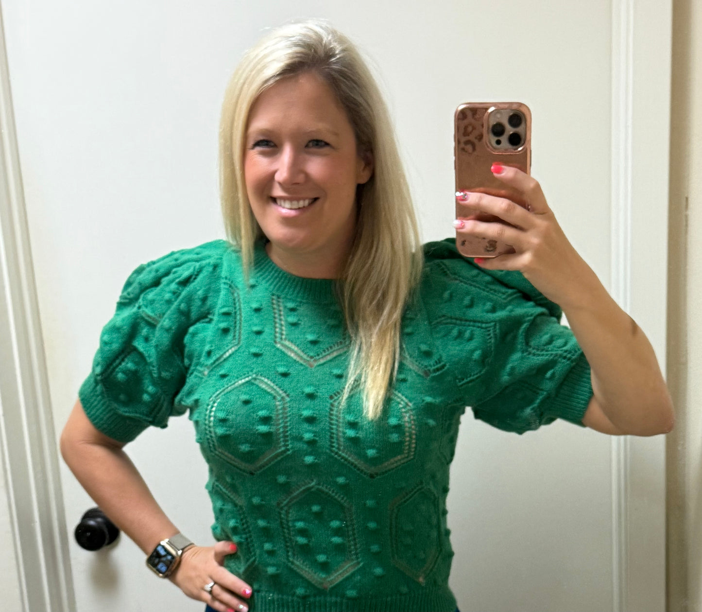 Puffed Sleeve Embroidered Top