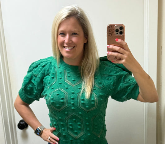 Puffed Sleeve Embroidered Top