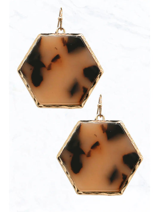 Tortoise Hexagon Earrings