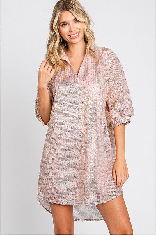 Sequins Shirt Dress