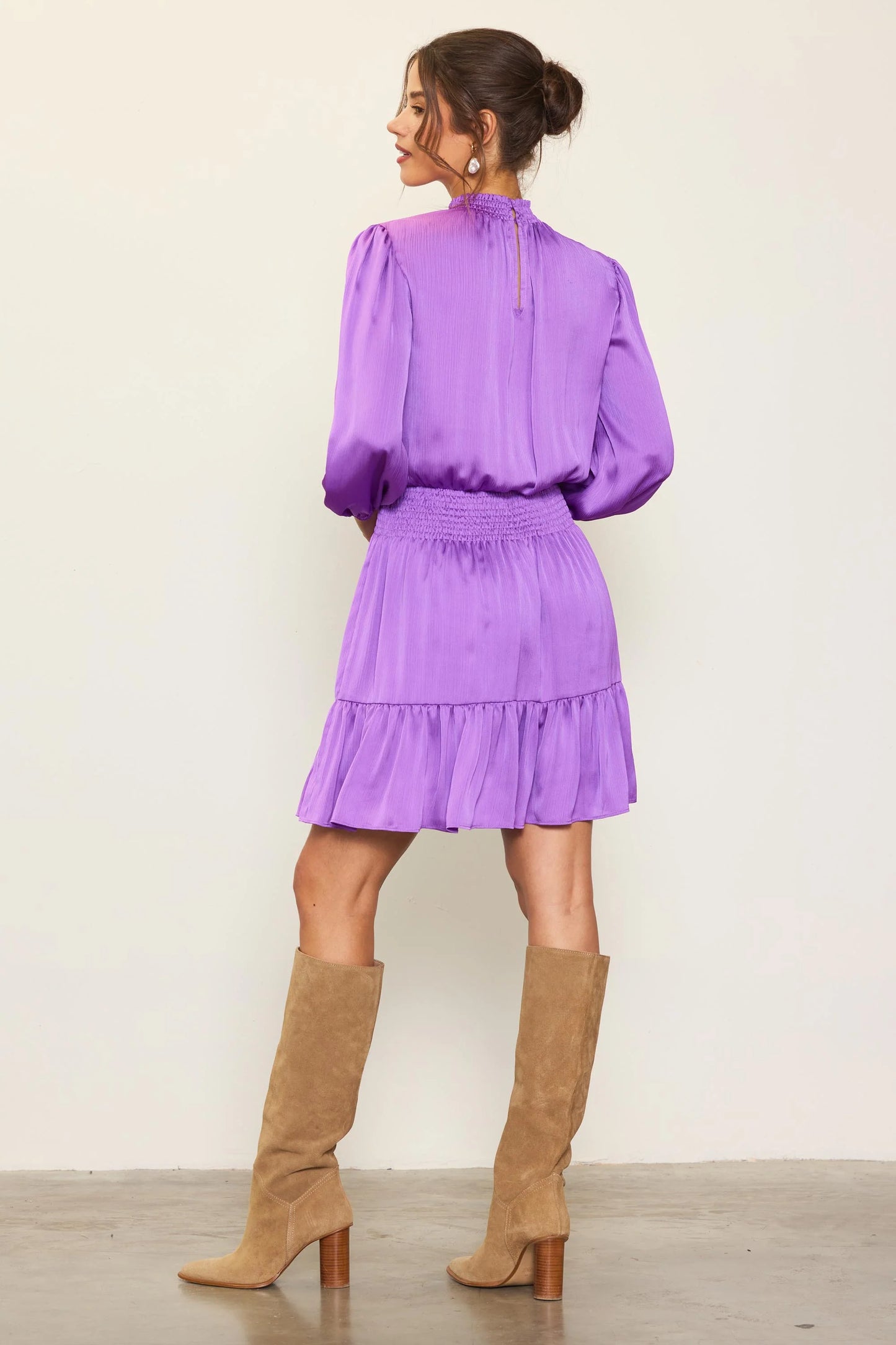 Mindful Mauve Smocked Waist Mini Dress