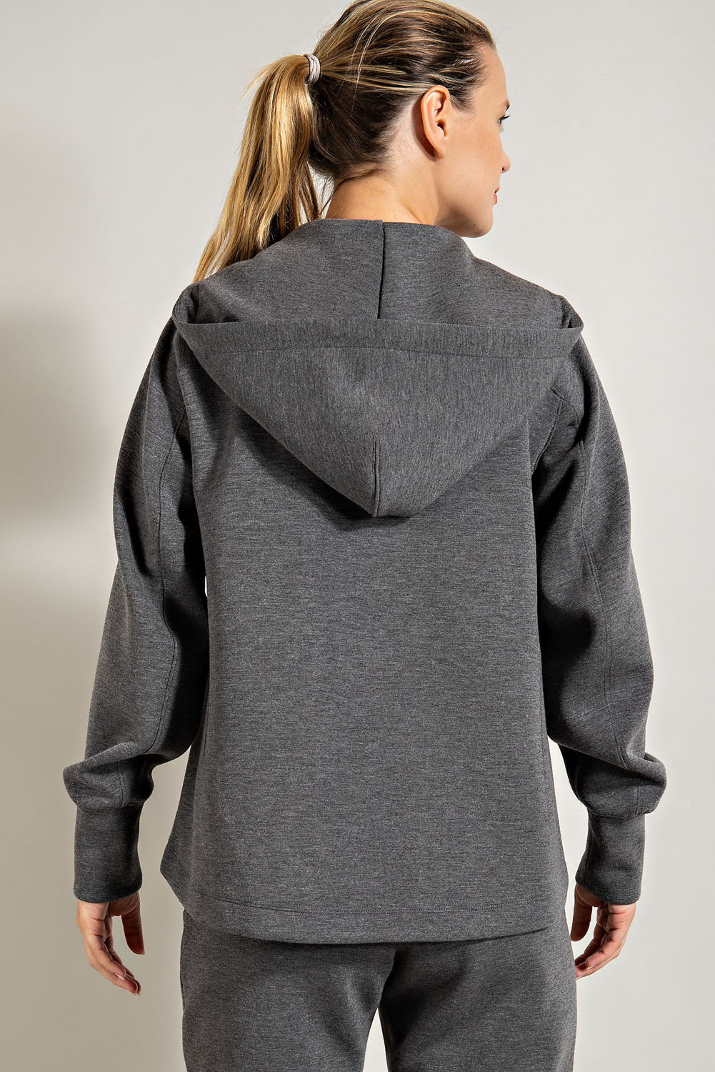 CHARCOAL PONTI HOODIE JACKET