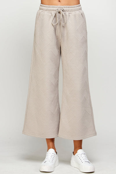 Textured Soft Cropped Wide Pants