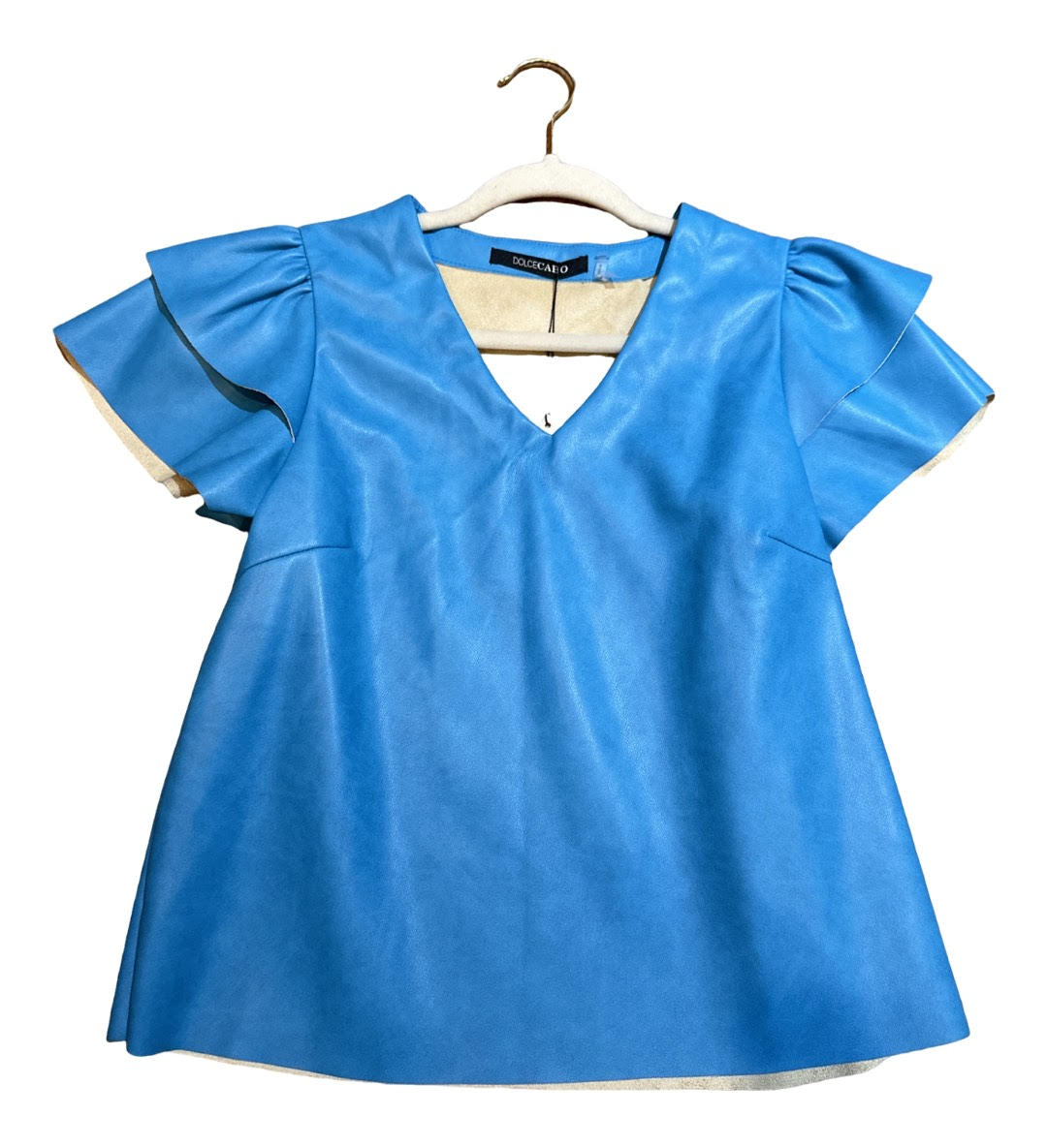 DC Light Blue Ruffle Sleeve Top