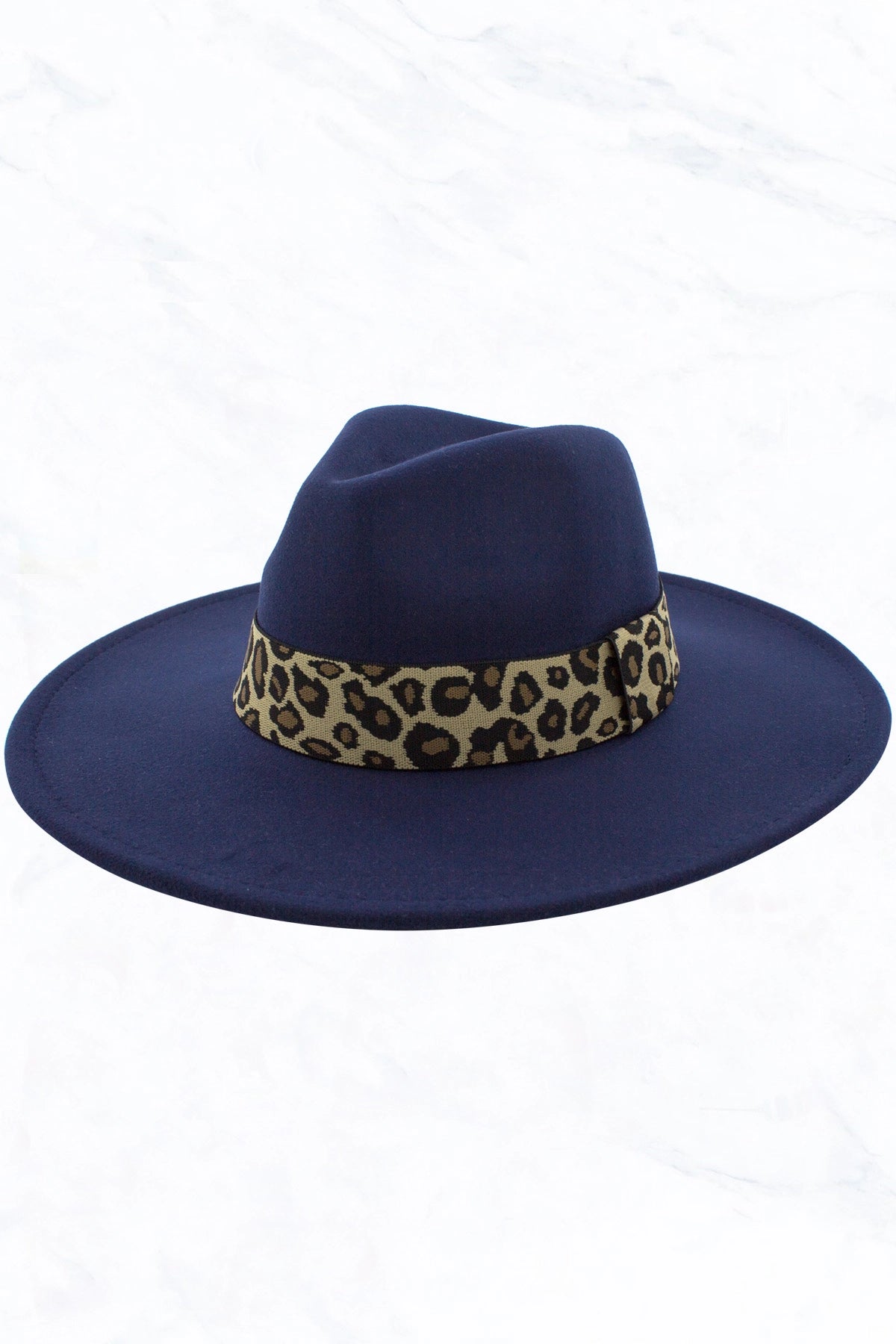 Big Brim Peach Heart Top Jazz Hat Wide Leopard Belt