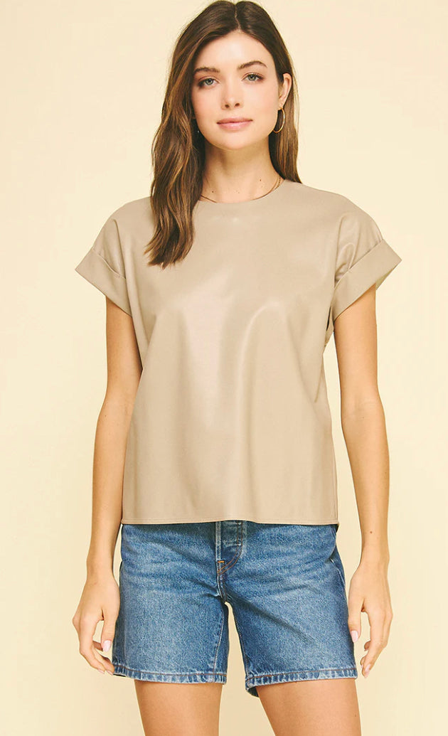 Harper Faux Leather Cap Sleeve