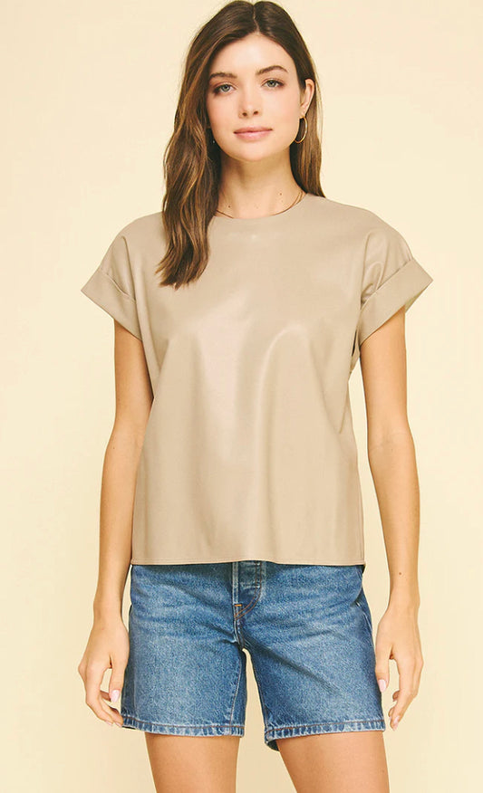 Harper Faux Leather Cap Sleeve