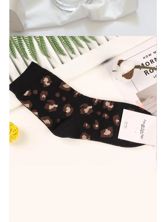 Leopard Print Ladies Sports Socks