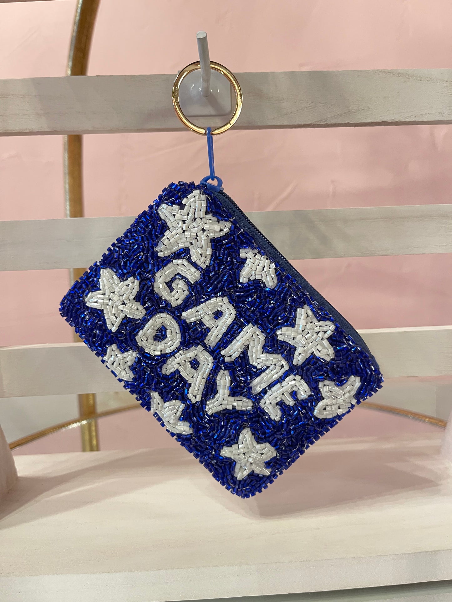 Blue/White Game Day Keychain Pouch