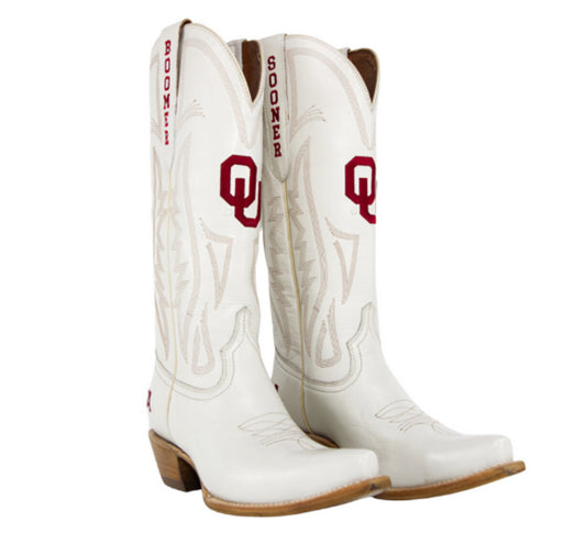 Game Day Western Ivory Boots - Oklahoma Sooners