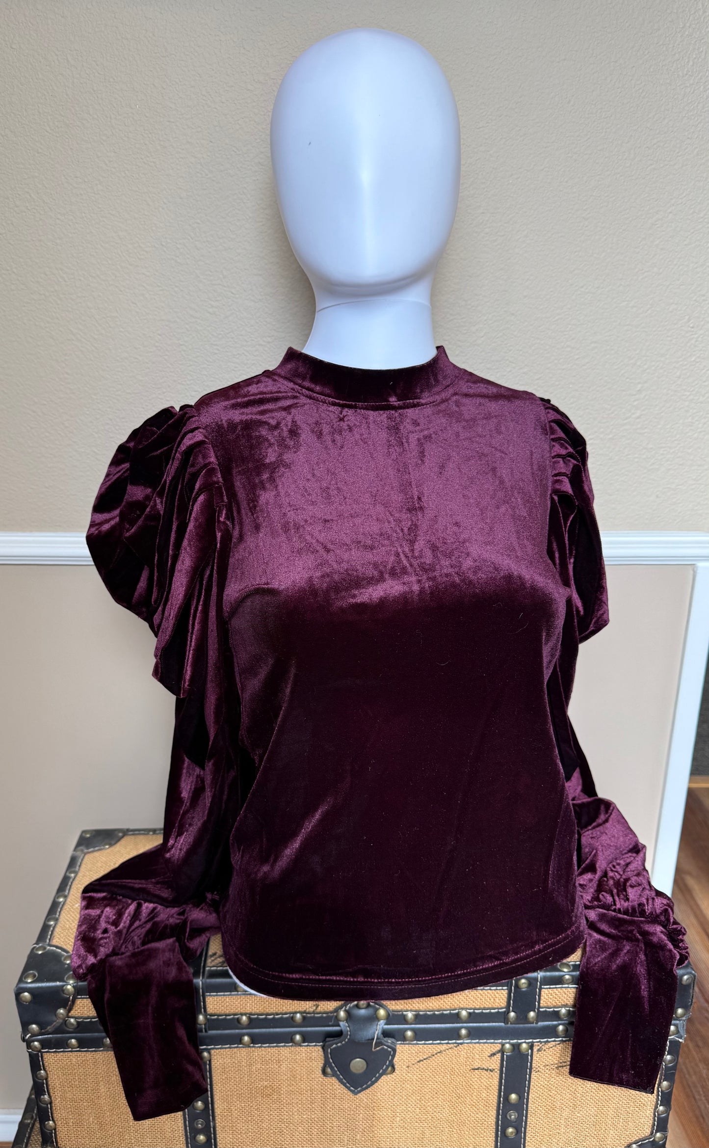 Velvet Puff Sleeve Top
