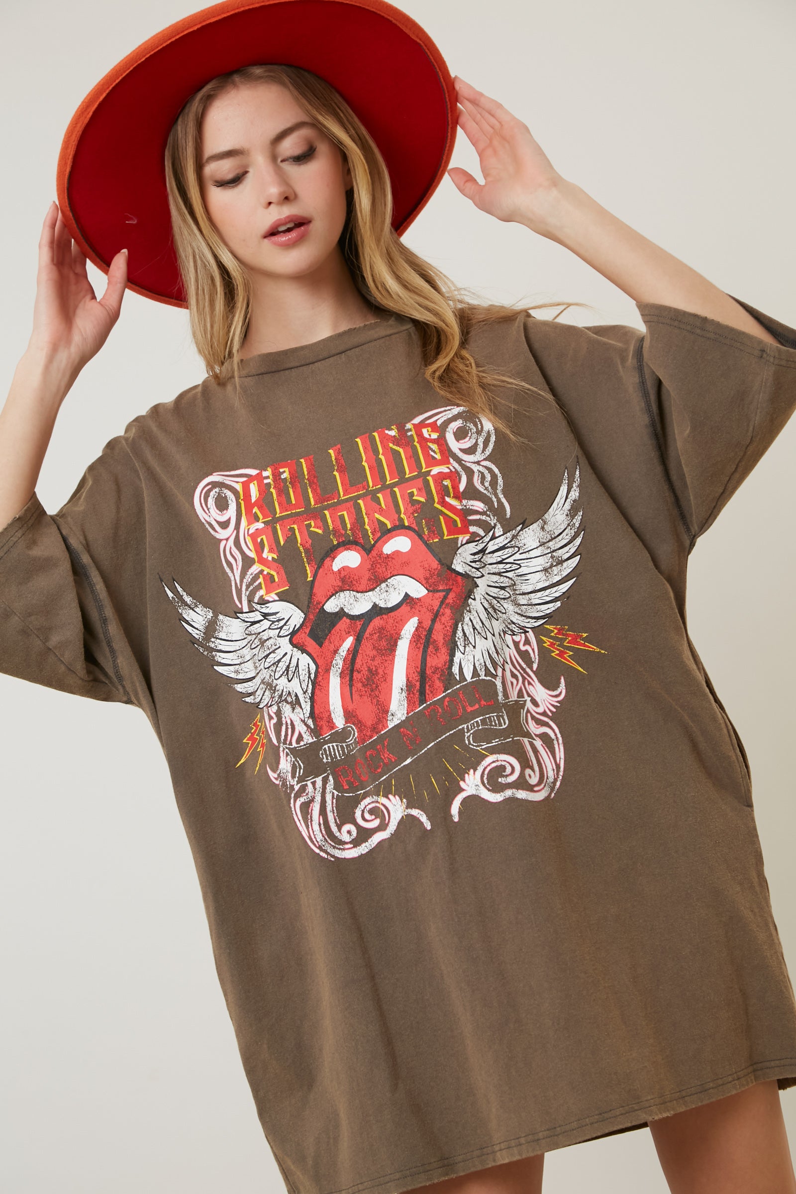 T shirt dress rolling stones on sale