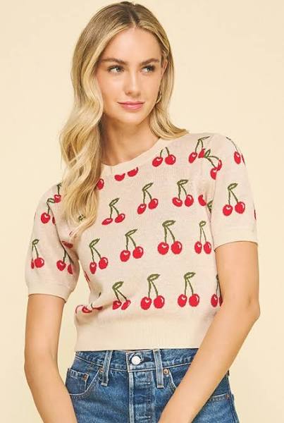 Cherry Sweater Crop Top