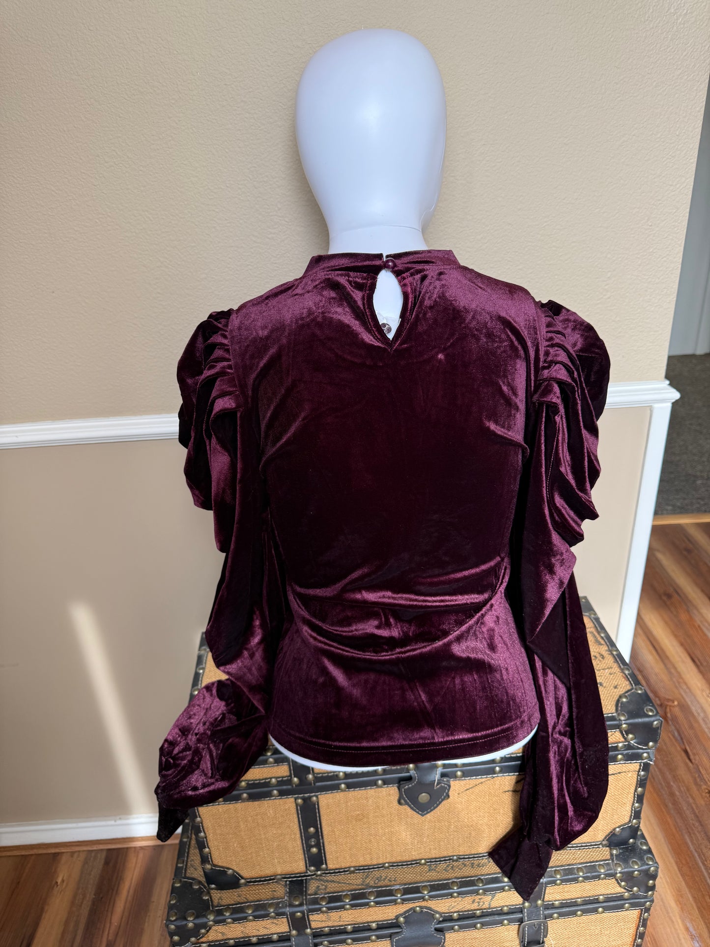Velvet Puff Sleeve Top