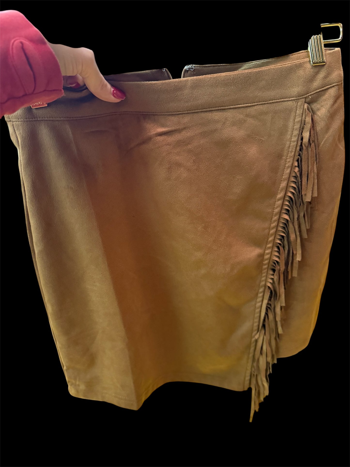Suede Fringe Skirt