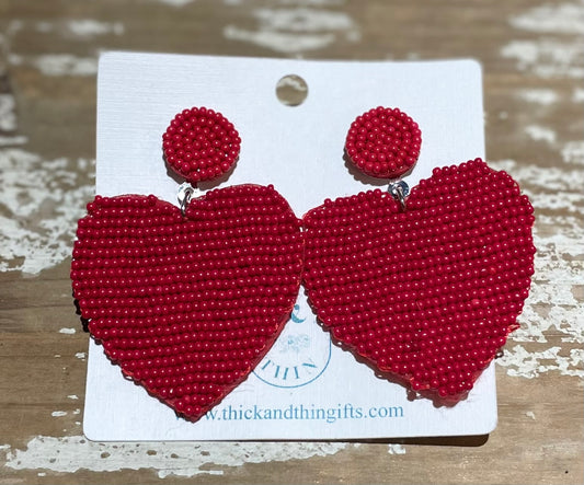 Beaded Heart Earrings