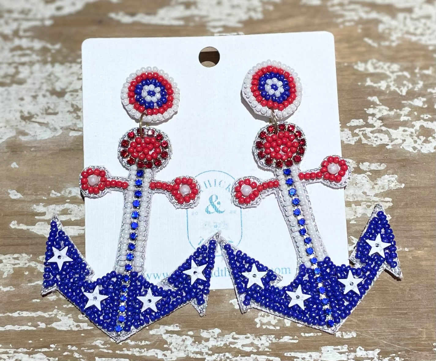 Beaded Anchor Earrings