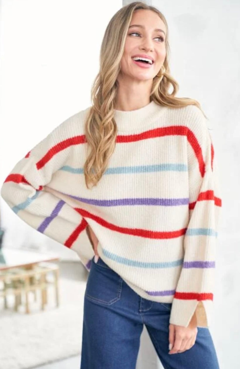 Hailey & CO Multi Color Stripe Pullover