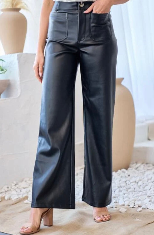 H&CO Front Pocket Faux Leather Pants