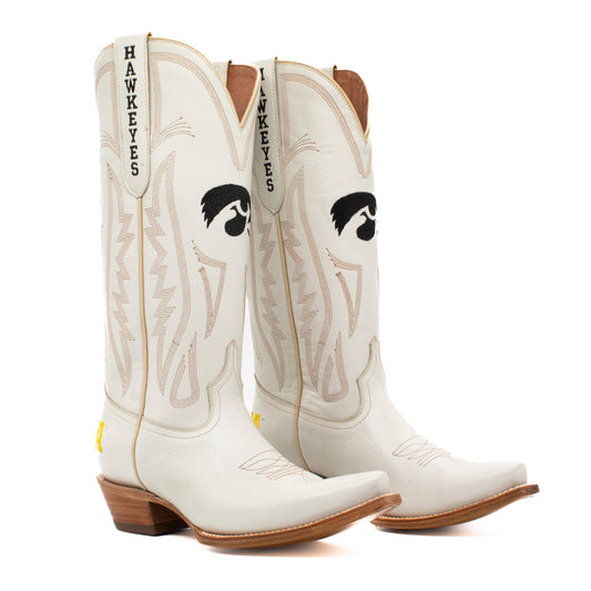 Game Day Western Ivory Boots - Iowa Hawkeyes