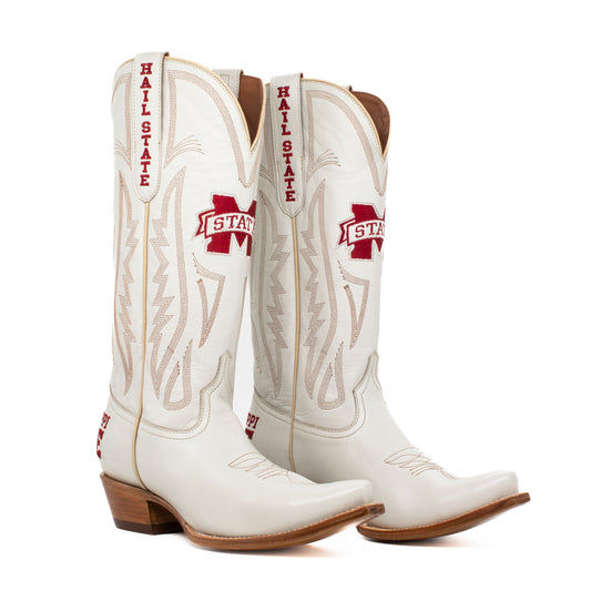 Game Day Western Ivory Boots - Mississippi State Bulldogs