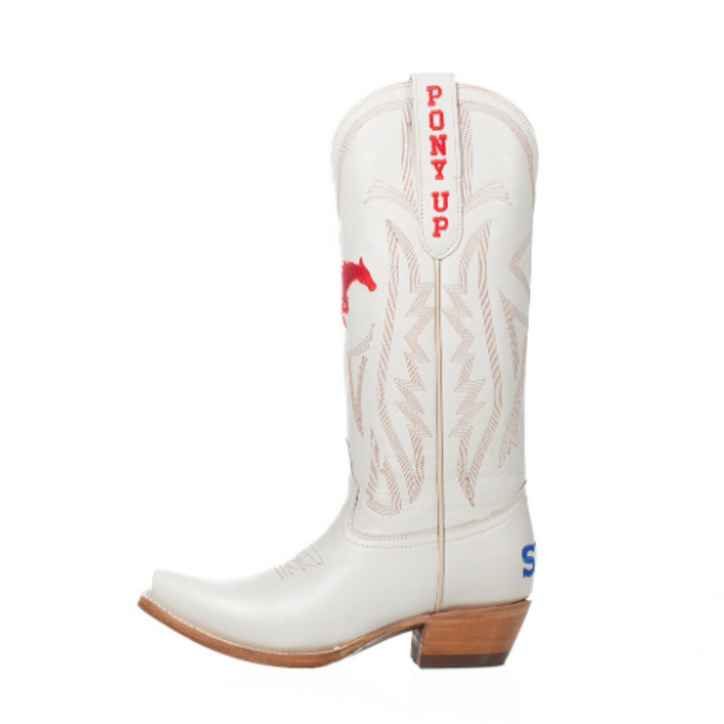 Game Day Western Ivory Boots - SMU Mustangs