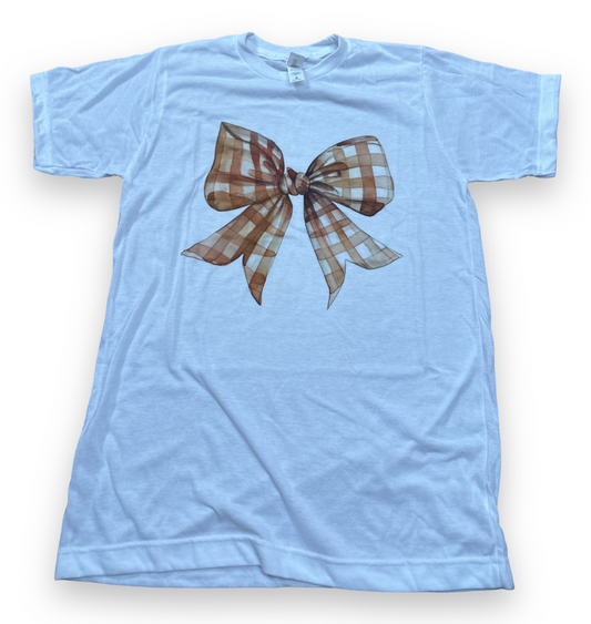 H&H Orange Plaid Bow Tee