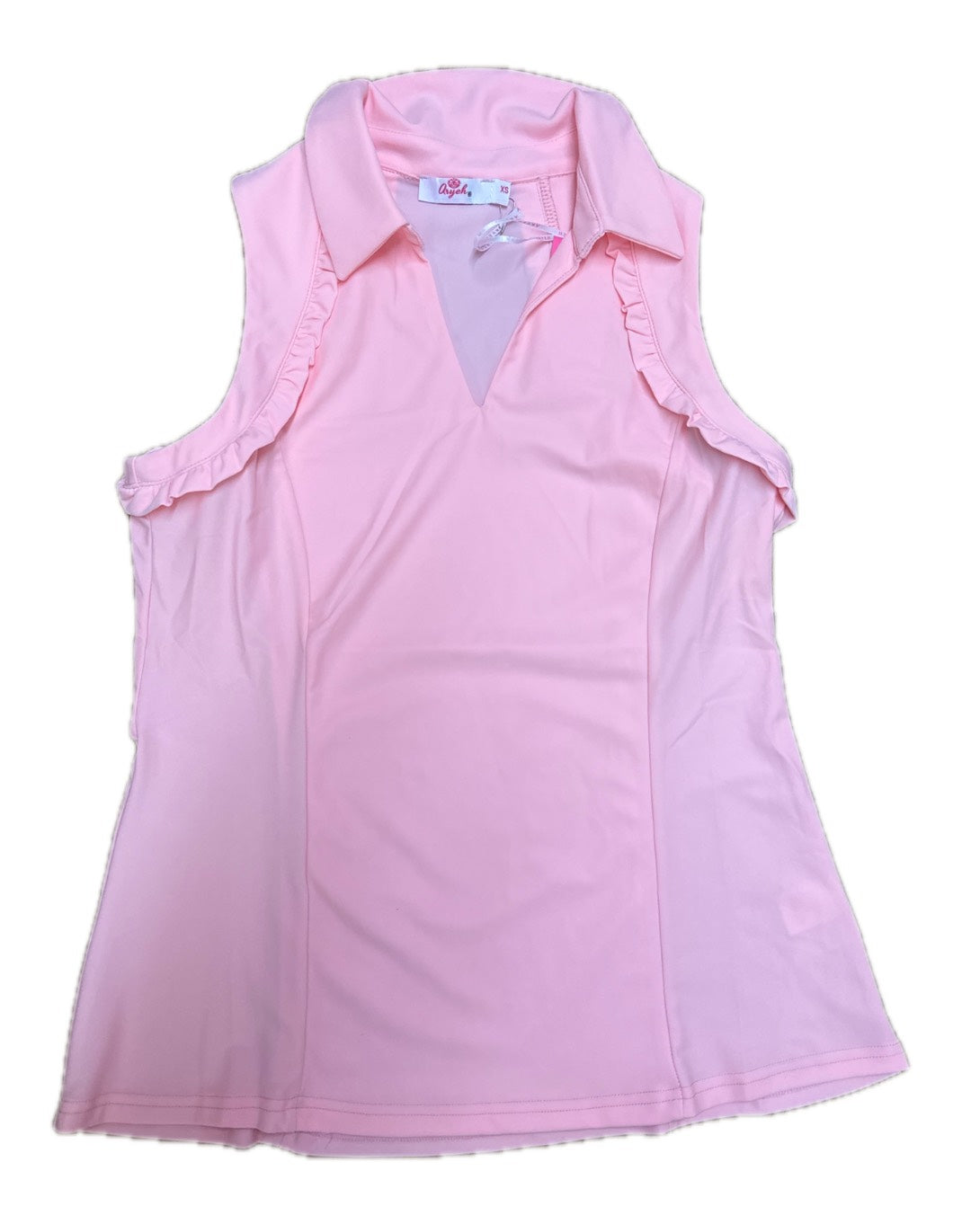 Light Pink Ruffle Polo Top