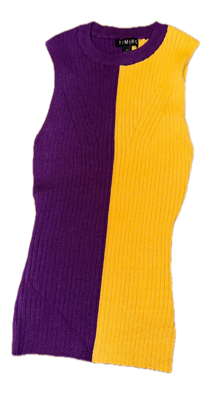 Game Day Split Color Knit Tank
