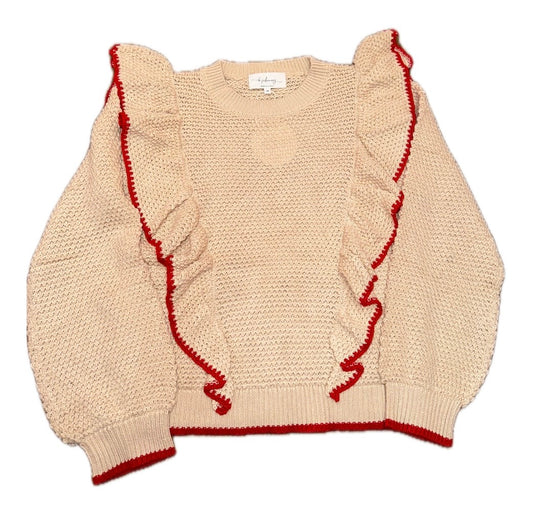 IF Waffle Shape Frill Sweater